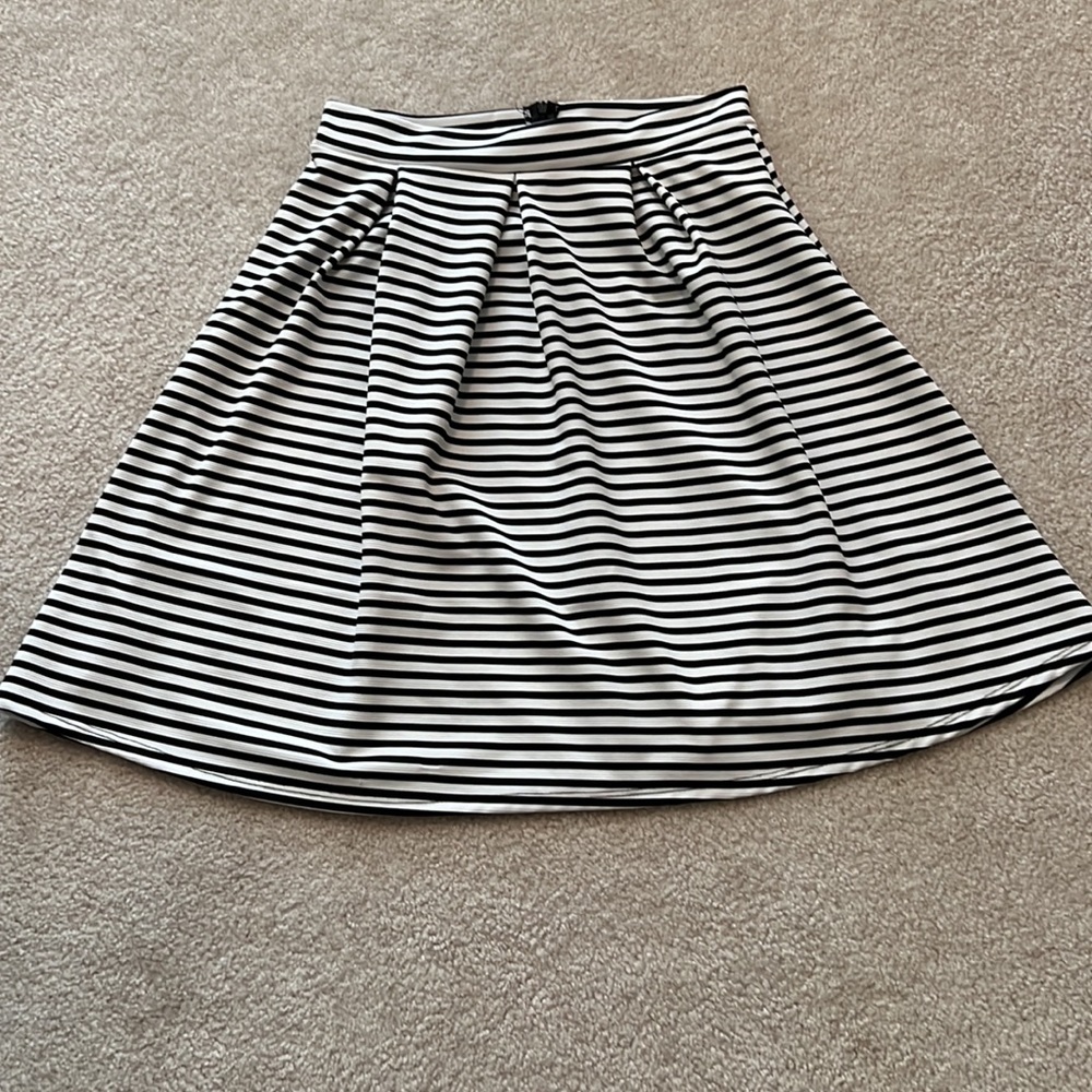 Black and White striped pleated skirt